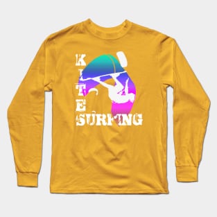 Kite Surfing WIth Freestyle Kitesurfer And Kite 17 Long Sleeve T-Shirt